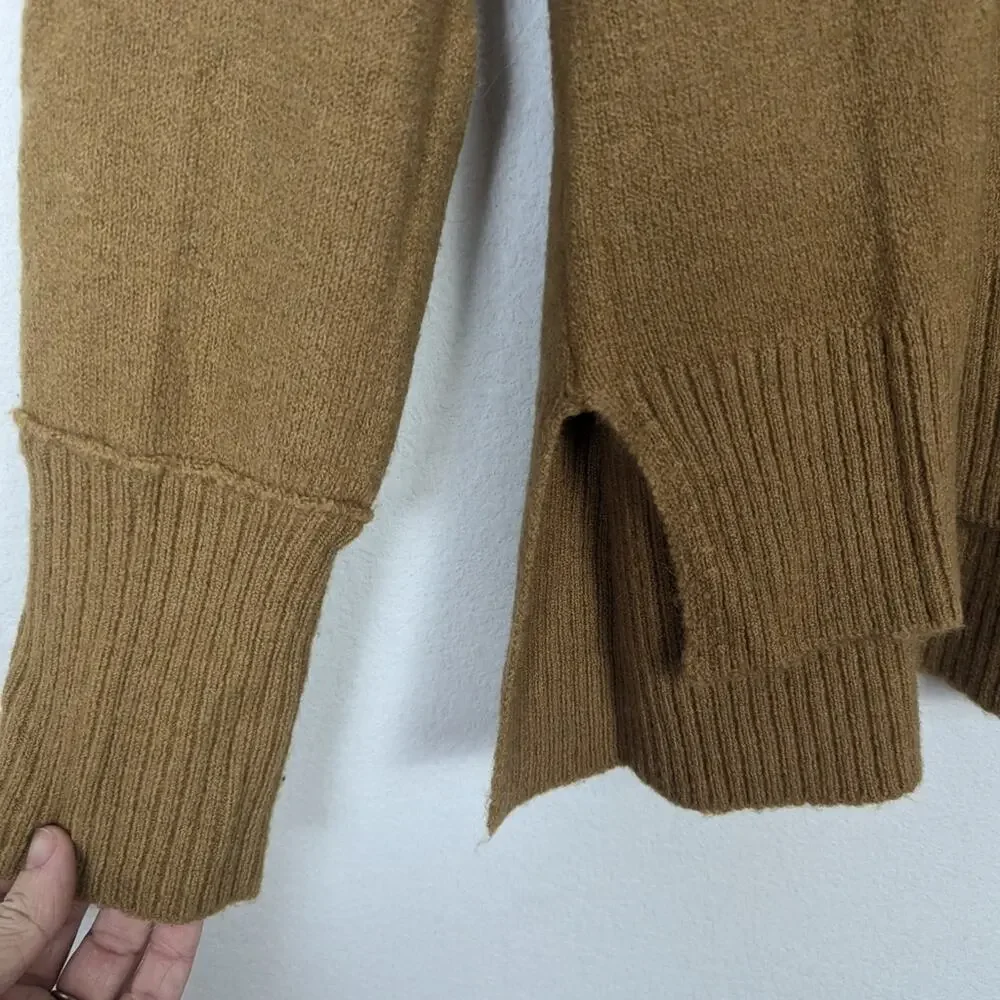 J. Crew Orange Color Block Wool Blend Mock Neck Sweater Size M